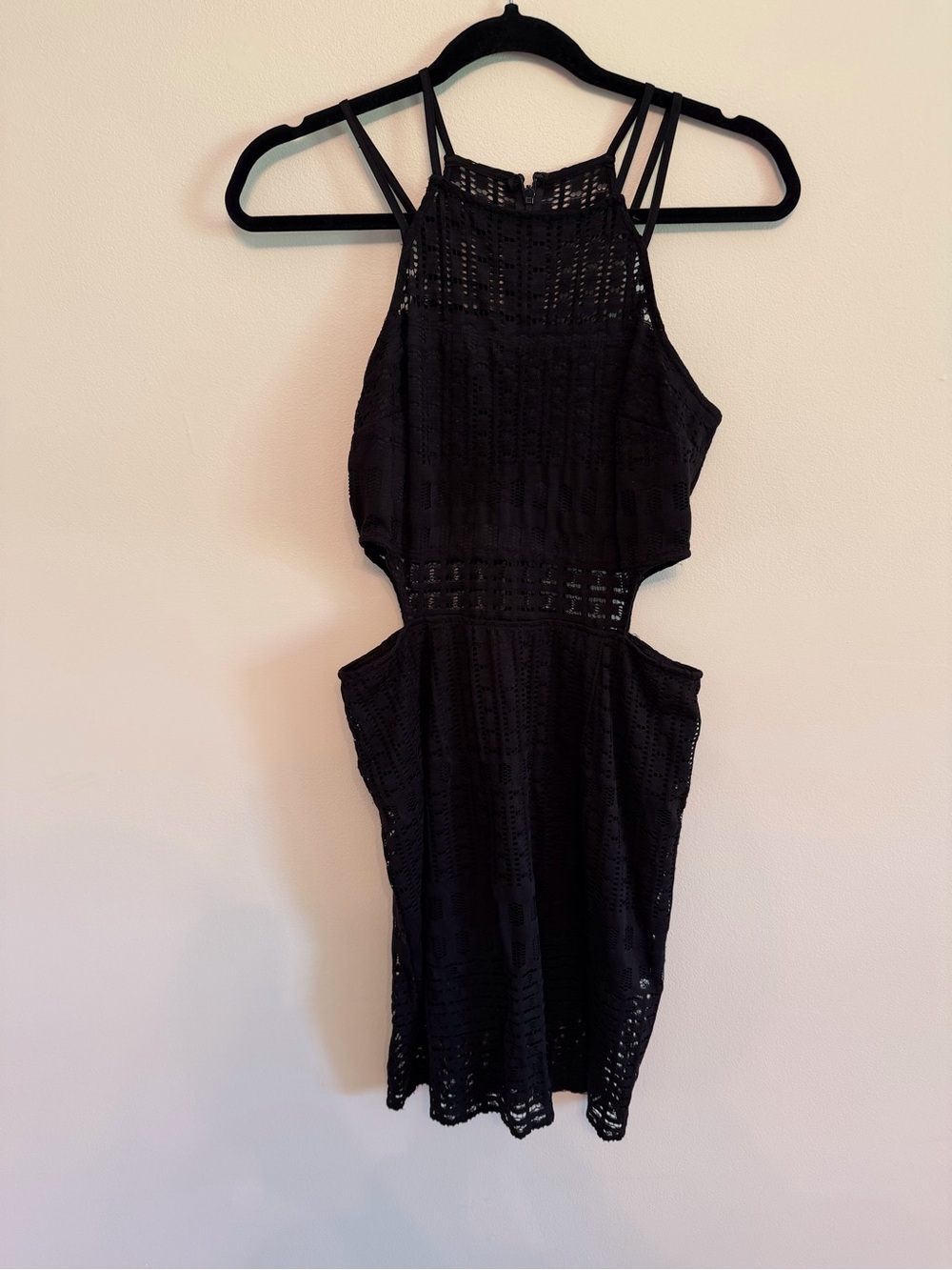 Express Black Lace Cutout Mini Dress